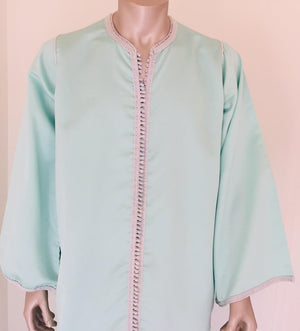 Moorish Turquoise Blue 1970s Maxi Dress Caftan