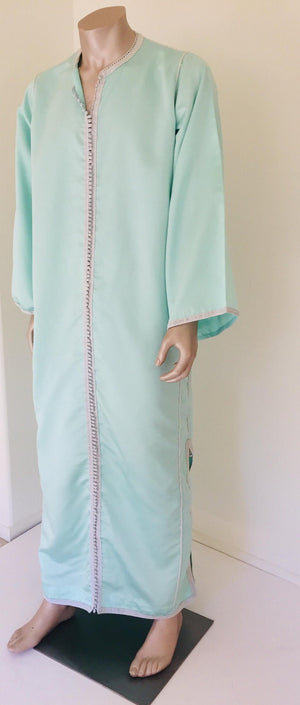 Moorish Turquoise Blue 1970s Maxi Dress Caftan
