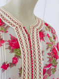 1970 Moroccan Caftan Metallic Pink Floral Silk Kaftan