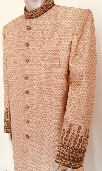 Gold Brocade Gentleman Indian Wedding or Party Maharaja Sultan Tuxedo Coat