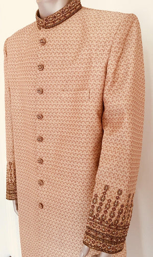 Gold Brocade Gentleman Indian Wedding or Party Maharaja Sultan Tuxedo Coat