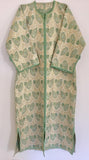 Vintage Moroccan Caftan Lime Green and Silver and Gold Metallic Floral Brocade