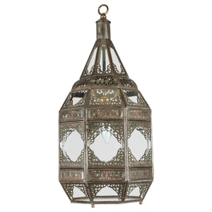 Moorish Lantern by Unknown Artisan, Handcrafted Metal & Glass, Morocco