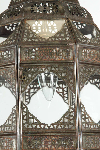Moorish Lantern by Unknown Artisan, Handcrafted Metal & Glass, Morocco