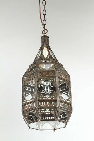 Vintage Moorish Clear Glass Hanging Lantern