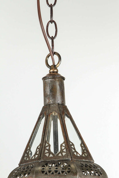 Moorish Lantern by Unknown Artisan, Handcrafted Metal & Glass, Morocco