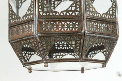 Moorish Lantern by Unknown Artisan, Handcrafted Metal & Glass, Morocco