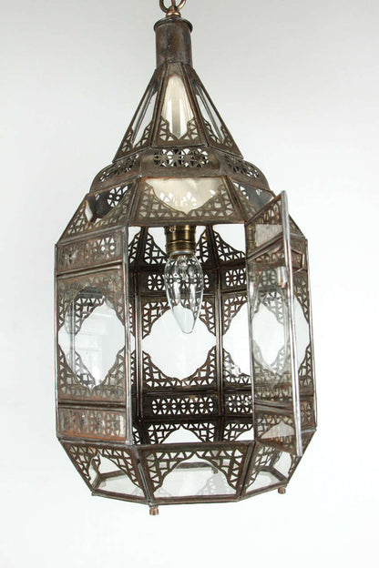 Moorish Lantern by Unknown Artisan, Handcrafted Metal & Glass, Morocco