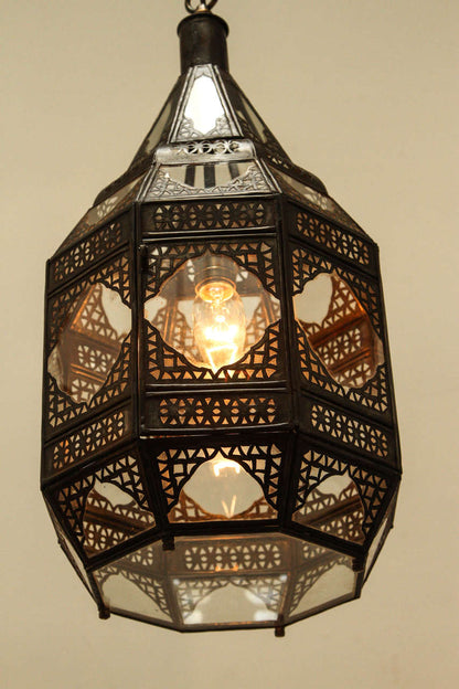 Moorish Lantern by Unknown Artisan, Handcrafted Metal & Glass, Morocco
