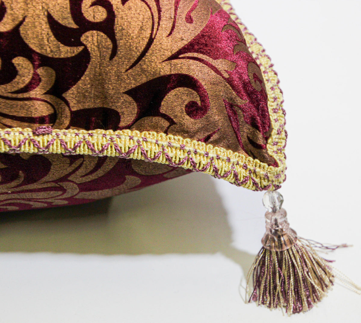 Oversized Moroccan Square Plum and Gold Color Floor Seat Arabian Pillow Boho
