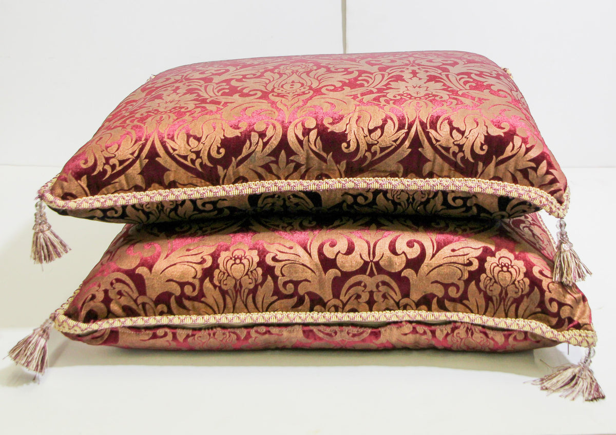 Oversized Moroccan Square Plum and Gold Color Floor Seat Arabian Pillow Boho
