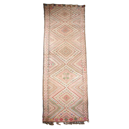 Vintage Moroccan Zemmour Hanbel Tribal Runner Rug, circa 1960s