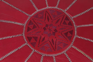 Moroccan Handcrafted Leather Ottoman, Pouf