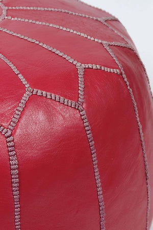 Moroccan Handcrafted Leather Ottoman, Pouf