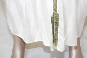 Moroccan Vintage Gentleman Caftan White with Green Trim