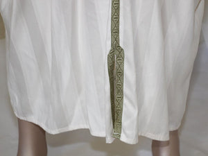 Moroccan Vintage Gentleman Caftan White with Green Trim