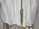 Moroccan Vintage Gentleman Caftan White with Green Trim
