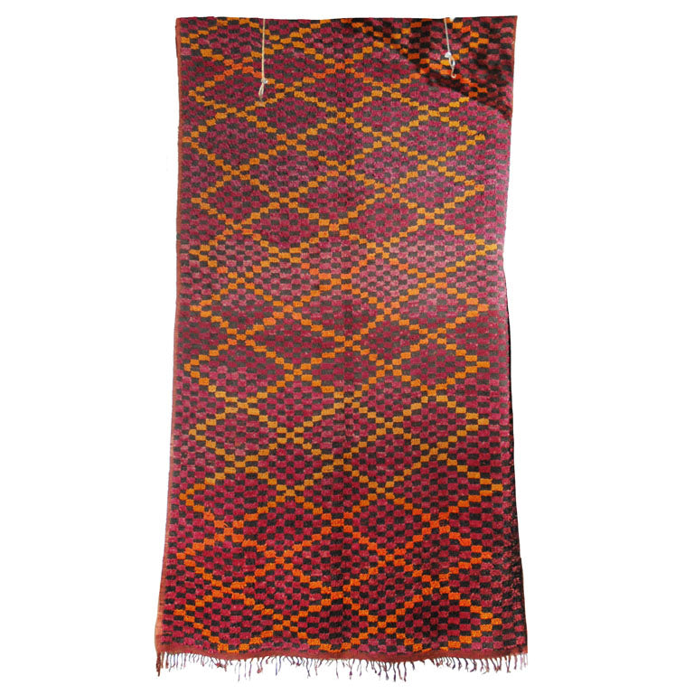 1960s Large Moroccan Berber Tribal Wool Rug in Purple, Orange and Black