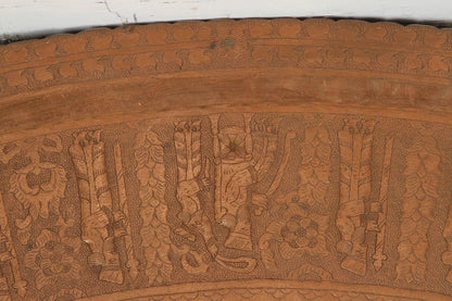 Large Persian Persepolis Repoussé Copper Oval Tray, circa 1950