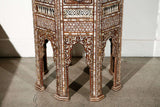 Antique Moorish Middle Eastern Large Pedestal Tables Inlaid with Shell, a Pair