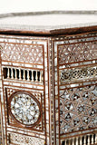 Antique Moorish Middle Eastern Large Pedestal Tables Inlaid with Shell, a Pair