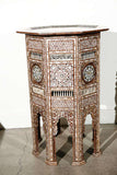 Antique Moorish Middle Eastern Large Pedestal Tables Inlaid with Shell, a Pair