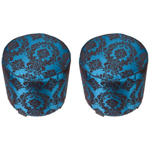 Pair of Moroccan Style Round Upholstered Pouf Stools, American, 1980