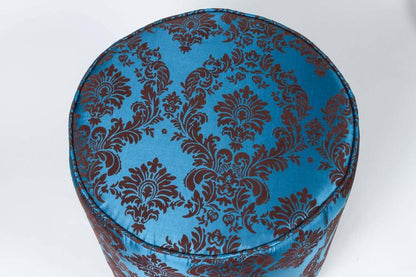 Pair of Moroccan Style Round Upholstered Pouf Stools, American, 1980