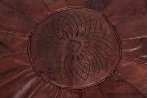 Pair of Large Brown Moroccan Leather Poufs