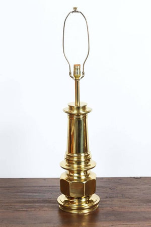 Pair of Polished Gold Brass Table Lamps