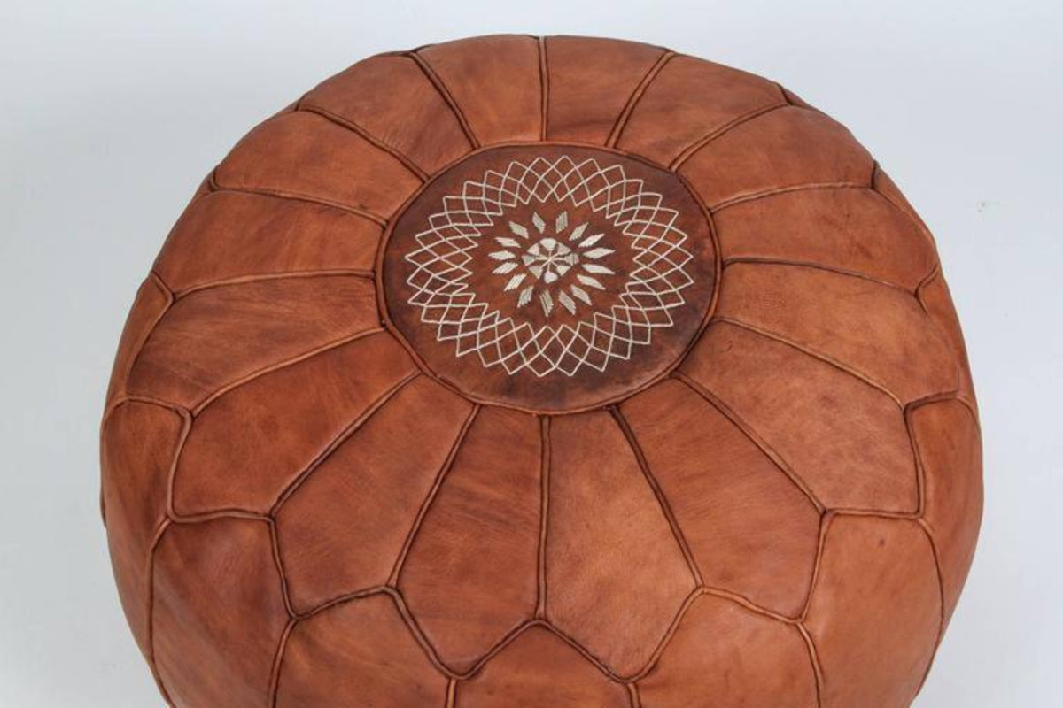 Handcrafted Vintage Moroccan Leather Poufs in Bohemian Style – view 3