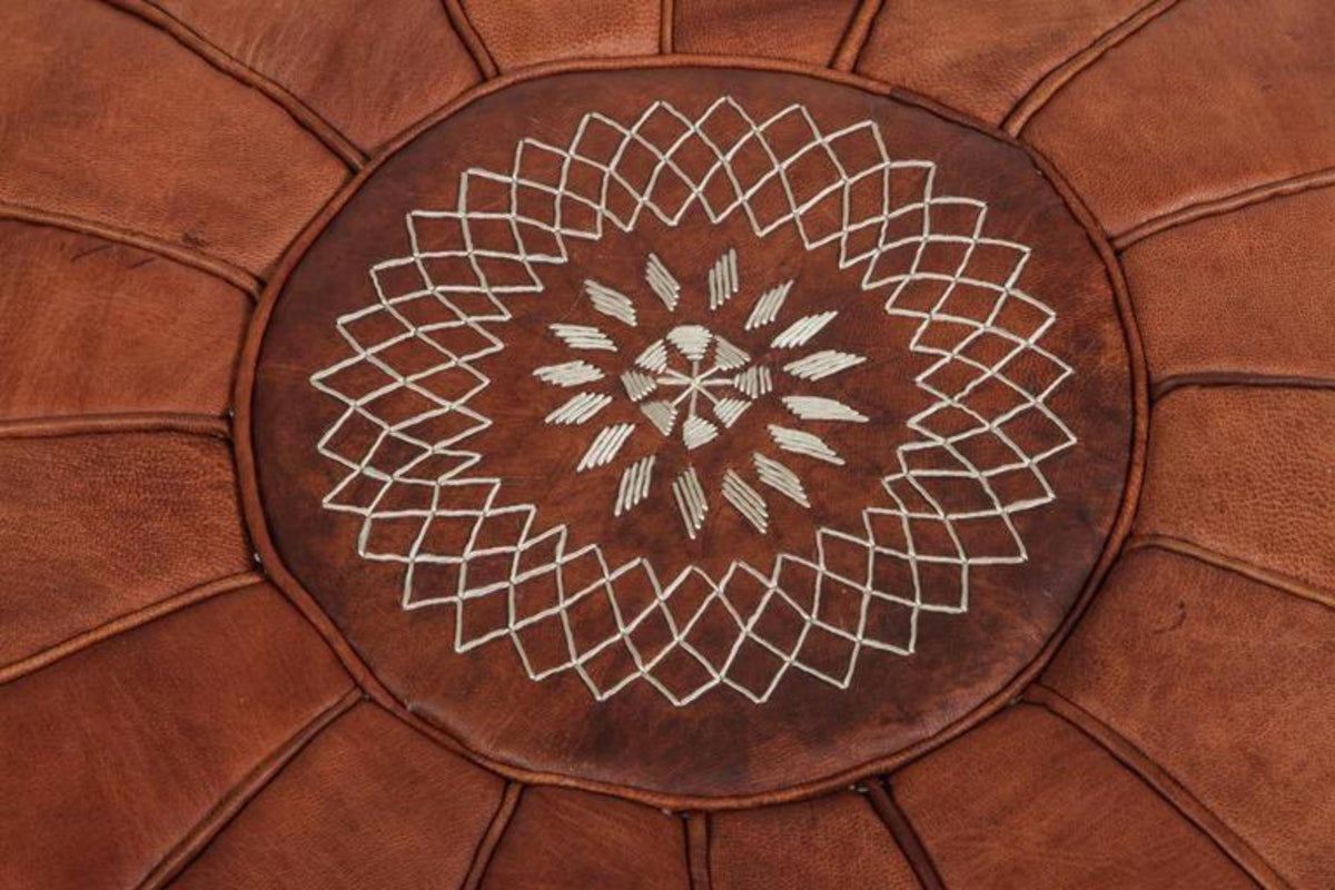 Handcrafted Vintage Moroccan Leather Poufs in Bohemian Style – view 2