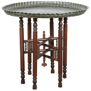 Persian Mameluke Style Tray Table on Wooden Folding Stand