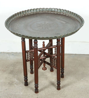 Persian Mameluke Style Tray Table on Wooden Folding Stand