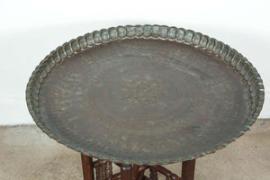 Persian Mameluke Style Tray Table on Wooden Folding Stand