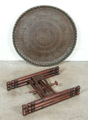 Persian Mameluke Style Tray Table on Wooden Folding Stand