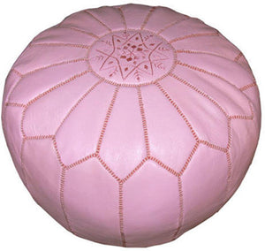 Pink Moroccan Leather Pouf