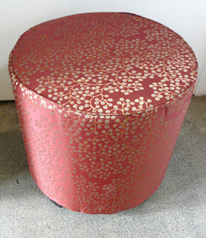 Moroccan Upholstered Red and Gold Fabric Stool
