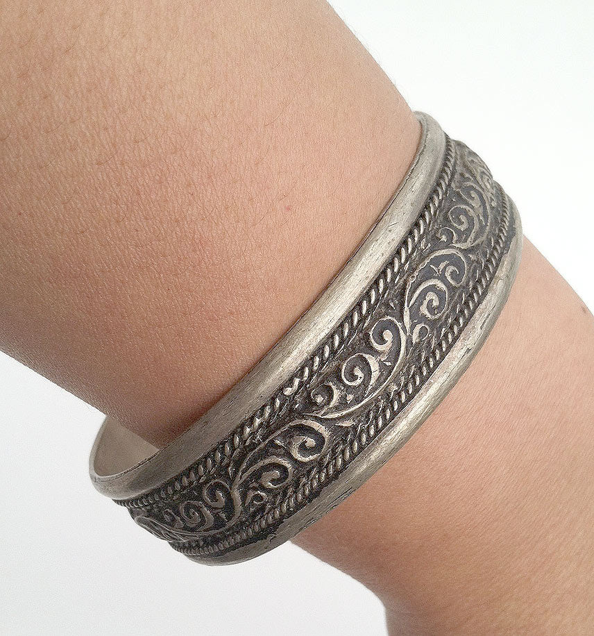 Nomadic Moroccan Vintage Ethnic Silver Bracelet