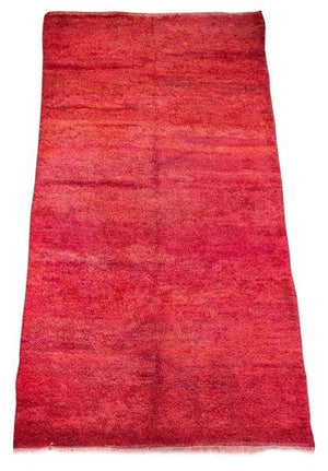 Moroccan Red Shaggy High Pile Wool Tribal Rug "Bed of Red Roses"