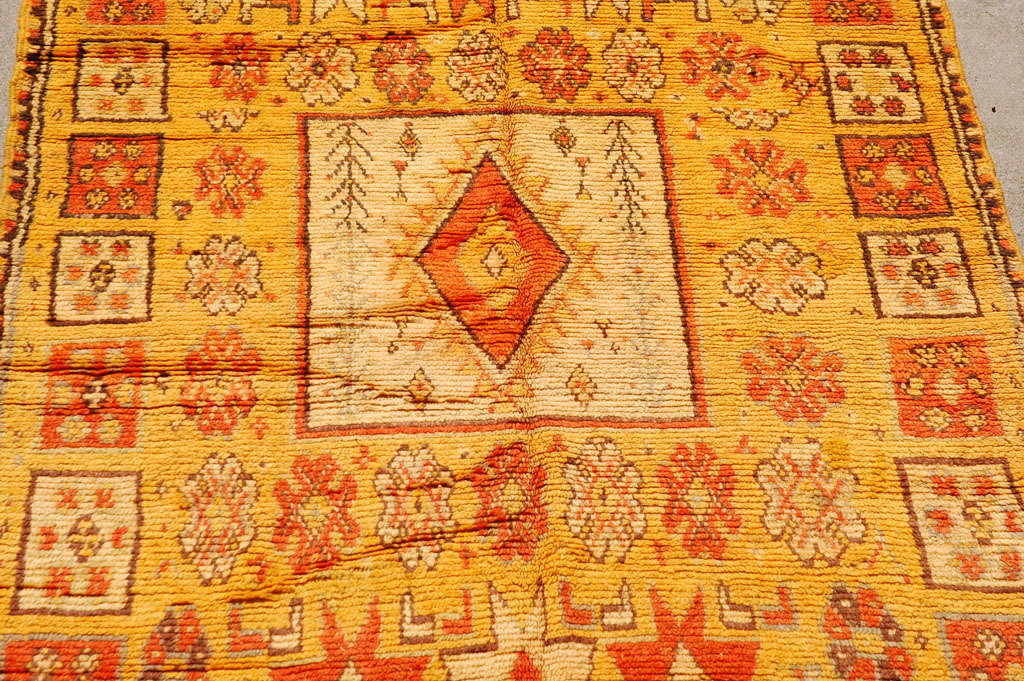 Moroccan Vintage Tribal Wool Rug by Berber Tribes, Handwoven, 1960s