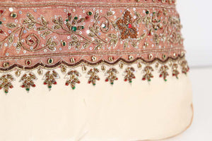 Silk Lumbar Pillow Embellished with Beads, India