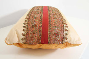 Silk Lumbar Pillow Embellished with Beads, India