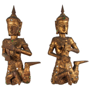 Pair of Thai Figures of Siamese Musicians