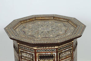 Antique Moorish Andalusian Side Pedestal Tables Mosaic Inlaid, a Pair