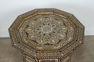 Antique Moorish Andalusian Side Pedestal Tables Mosaic Inlaid, a Pair