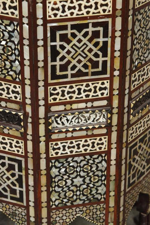 Antique Moorish Andalusian Side Pedestal Tables Mosaic Inlaid, a Pair