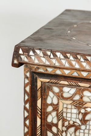 Antique Syrian Mother of Pearl Inlay Wedding Trunk