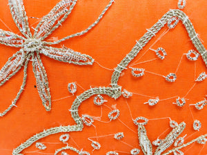 Throw Decorative Orange Accent Pillow Embellished With Sequins and Beads