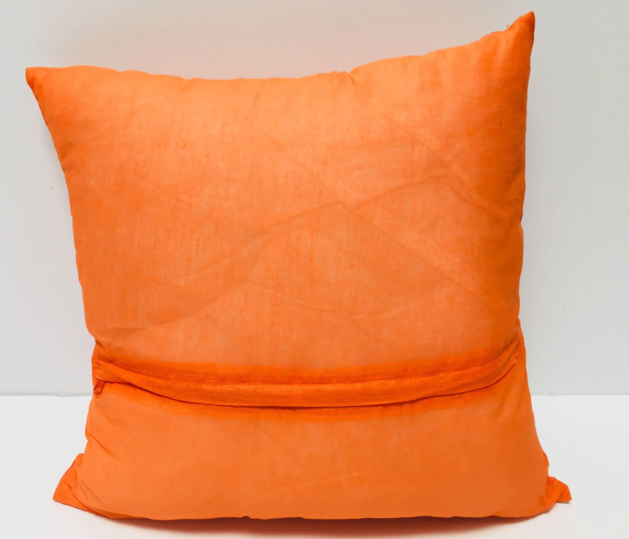Throw Decorative Orange Accent Pillow Embellished With Sequins and Beads